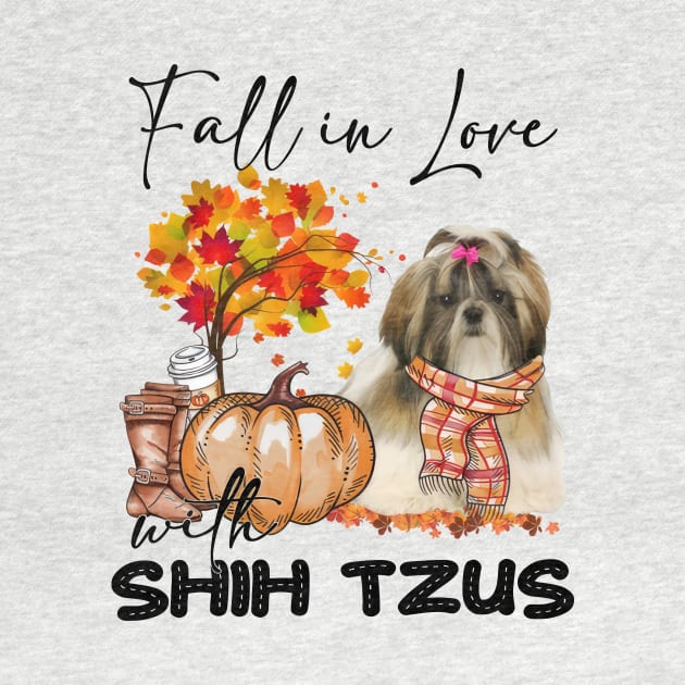 Fall In Love With Shih Tzus Fall Pumpkin Thanksgiving by Gearlds Leonia